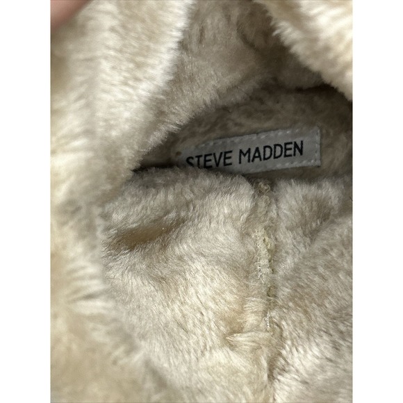 Women’s Steve Madden Knit Boots Slippers Beige Size 10 Soft Furry Inside - Picture 7 of 7